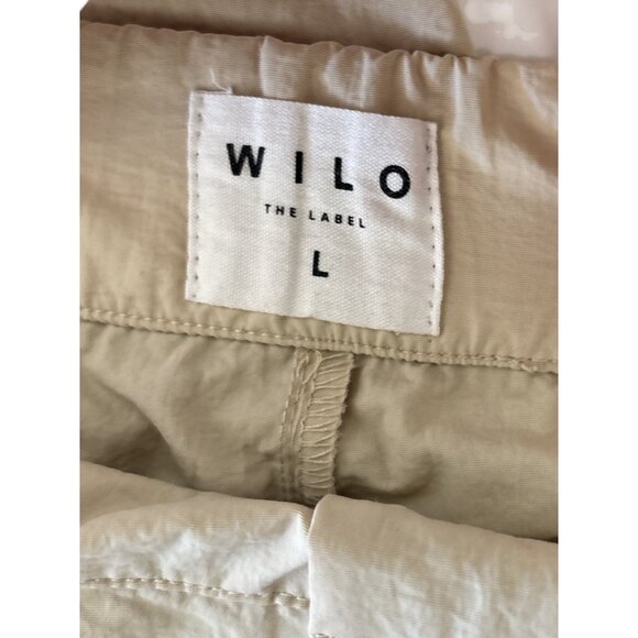 WILO The Label Wide-Leg Cargo Pants Women’s Size L Beige Nylon Utility Parachute - Picture 2 of 9